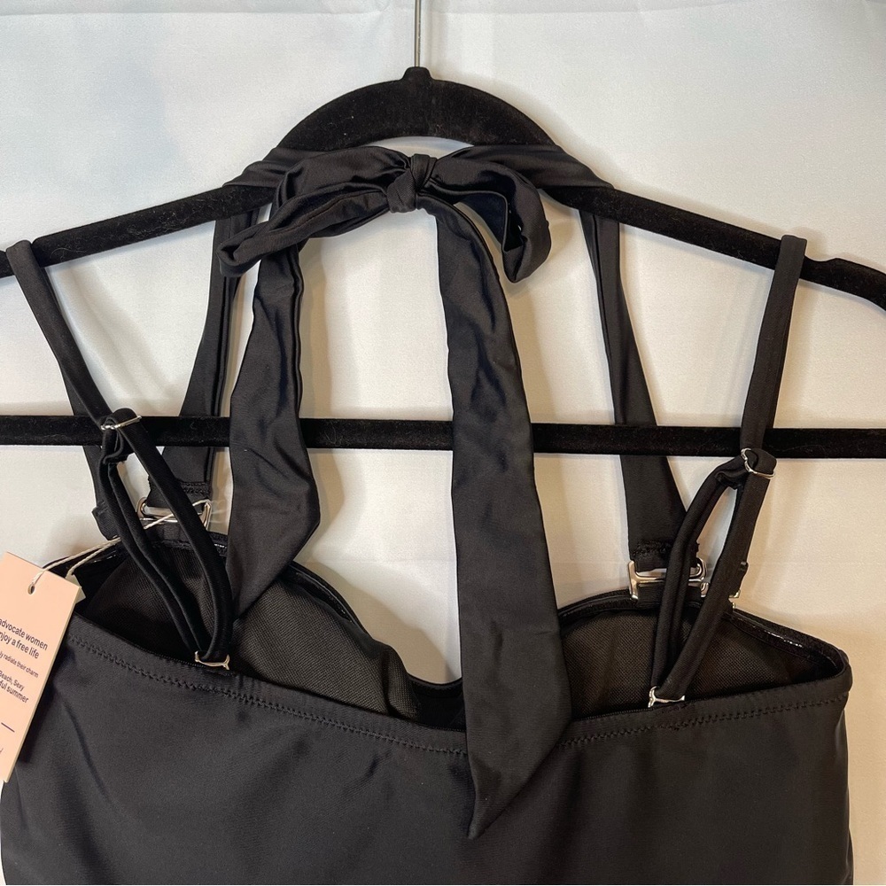 CAINTOO OnePiece Swimsuit Halter Neck, Straps Adjustable Removable M Black - Picture 4 of 12